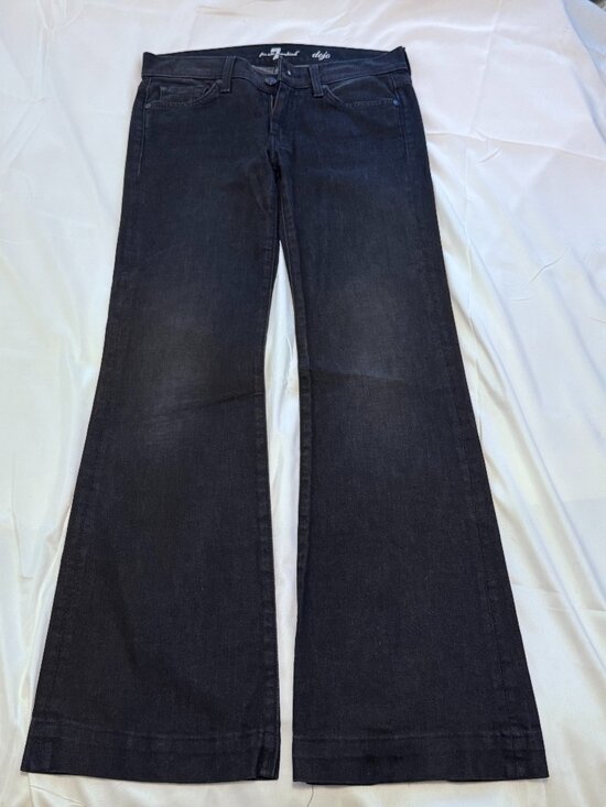 7 For All Mankind Denim - 7 For All Mankind Black Low Rise Jeans Size 27 NWOT Long 32.5" Inseam